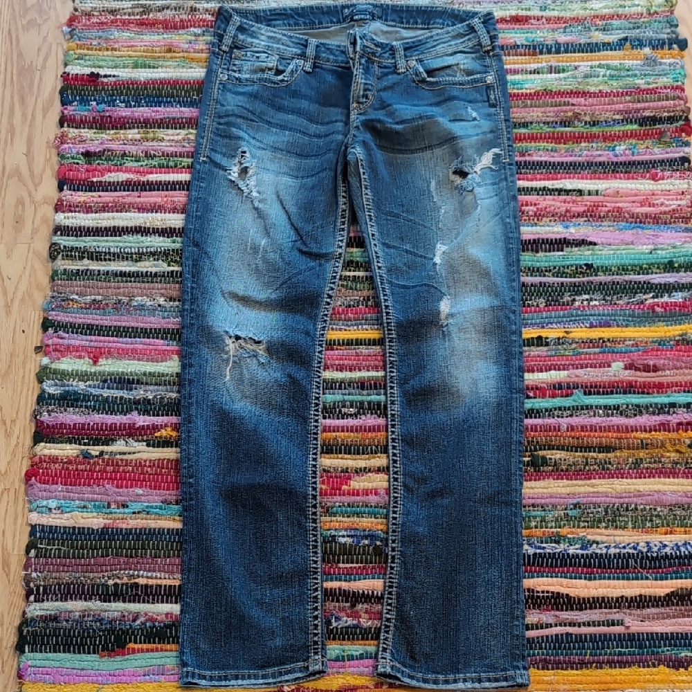 Silver Berkeley Jeans Blue Boyfriend Jeans with Distressed Details